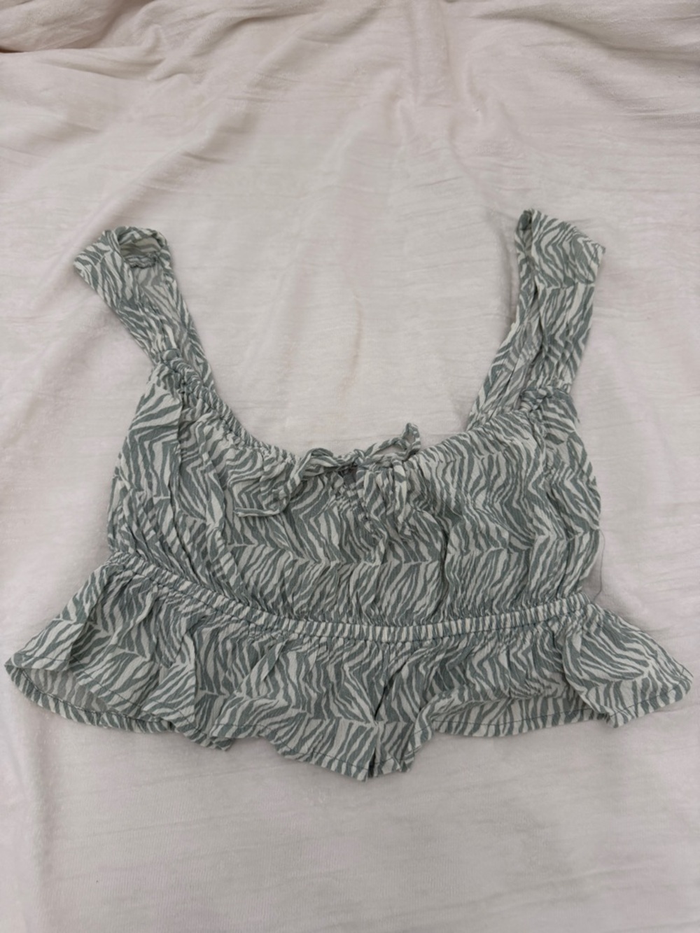 O'Neill Sage Zebra-Print Ruffle Crop Top